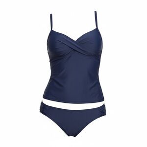 Athleta Twist Up Tankini Swim Set Navy Blue Top 32D/DD & Bottom Small S